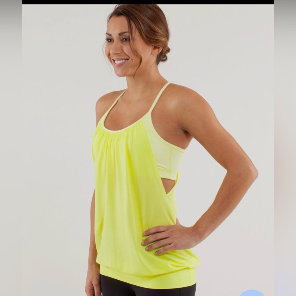 lululemon athletica Neon Yellow Layered Strappy Tank Top